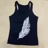 Verano Deportes Casual Diario Básico Ajustado Sin Mangas Top Sencillo Estampado de Plumas Chifón para Mujer