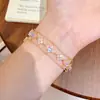 Popular en Xiaohongshu: Pulsera ovalada de zafiro con incrustaciones de diamantes en forma de flor para mujer, lujo ligero, alta gama, moda, joyería de estilo trendy de Instagram