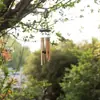 Novo Sino de Vento de Madeira Redonda e Tubo de Alumínio de 5 Tubos Transfronteiriço Decoração de Madeira para Porta e Janela de Casa Varanda Exterior Pingente Modelo Atacado