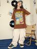 Ropa de Moda Hip-Hop para Niños Ropa Suelta de Práctica Hip-Hop Traje de Pantalón Corto con Mangas Cortas de Grulla Niños y Niñas Hip Hop Performance
