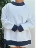 Otoño/Invierno 2026 Transfronterizo Amazon Holgado Cuello Redondo Manga Larga Vintage Retazos Sudadera con Estampado de Letras Abrigo de Otoño para Mujer