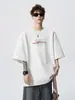 Camiseta de Manga Corta con Estampado de Letras para Hombre de Marca de Moda High Street 2026 Nuevo Verano Versátil Diseño Holgado Camiseta de Media Manga