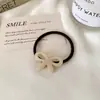 Elásticos de cabelo elegantes e minimalistas com laço para mulheres, acessórios de cabelo da moda e delicados para rabo de cavalo e coque, elásticos de alta elasticidade, elásticos de cabelo e adornos de cabeça para mulheres