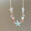 Estilo Vacaciones en la Playa~ Collar con Cuentas de Conchas Dopamina para Mujer, Gargantilla Cadena para Clavícula Estilo Vacaciones de Diseño Único