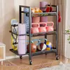 Cesta de Armazenamento para Tapete de Yoga Cesta de Armazenamento para Equipamentos Esportivos e de Fitness Suporte Móvel Doméstico para Armazenamento de Bola de Basquete Raquetes de Badminton e Badminton