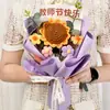 Regalo del Día del Maestro para Maestros: Ramo de Flores de Girasol Tejidas, Rosas Terminadas Hechas a Mano de Ganchillo, Flores Artificiales Eternas para Exhibición