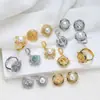 Accesorios para Set de Perlas DIY Nuevo Zircón de Alta Gama Flor de Cuatro Hojas Concha de Abulón Concha Blanca Colgante Anillo Pendiente Montura