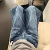 Jeans de perna larga lavado à água para mulheres 2026 novo estilo para pessoas baixinhas jeans reto solto cintura alta bom caimento afina