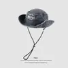 Sombrero de Pescador de Mezclilla Bordado Ins para Mujer, Sombrero de Sol de Verano para la Playa, Sombrero de Sol para Exteriores, Estilo Camping, Sombrero para Senderismo