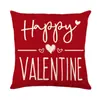 Funda de almohada con estampado de corazón transfronterizo, decoración festiva de San Valentín, funda de cojín de lino con estampado, funda de almohada para sofá, venta al por mayor