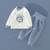 Bebé Recién Nacido Niños Niñas Otoño e Invierno Cintura Alta Protección de Vientre Solapa Inclinada Algodón Ropa Gruesa Cálida Traje de Ropa Interior
