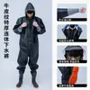 Traje de lluvia impermeable de una pieza para hombres y mujeres, traje completo, ropa para cavar raíces de loto, pantalones de lluvia, botas de lluvia, ropa con capucha para ir al mar, pantalones de tenedor de cuero