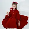 Vestido formal de otoño para niños, estilo rojo, para actuación de piano, vestido de princesa para niñas, dama de honor, niña pequeña, nuevo estilo, vestido formal de otoño
