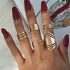 Comercio Electrónico Europeo y Americano Transfronterizo Nuevo Estilo Anillo Geométrico con Forma de Corazón de Pan de Oro Set de 5 Piezas Anillos Ajustables Venta al por Mayor