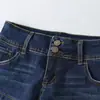 Shorts Vaqueros de Cintura Baja con Dos Botones para Levantar Glúteos, Estilo Hot Girl Sexy, Moda Verano Nuevo, Ajuste Delgado, Casual, Hot Pants para Mujeres