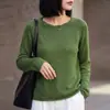 Top de lino con cuello redondo 2026 Tencel otoño-invierno nuevo para mujer con lentejuelas de punto hueco de manga larga prêt-à-porter de primera línea