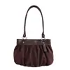 Bolsa tote vintage de camurça com laço estilo coreano para mulheres, novo modelo 2026, grande capacidade, versátil para o trabalho, bolsa de ombro e de axila