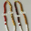 Collar Original de Perlas Barrocas Empalmadas con Piedra Ojo de Tigre para Mujer Color Maillard Otoño e Invierno Cadena para Clavícula de Color Contrastante