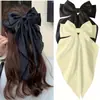 Pinza para el pelo grande de clip de resorte con lazo de satén popular transfronterizo, pasador de color sólido para mujeres, accesorios para el cabello