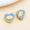 Cuentas espaciadoras de esmalte de ojo de la suerte de doble cara de acero inoxidable con cuentas estilo europeo y americano para accesorios de joyería hechos a mano DIY