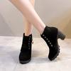 2024 Novas Botas Femininas de Salto Alto Grosso Estilo Coreano Plataforma Salto Grosso Botas Martin Comércio Exterior Tamanho Grande Botas Curtas Femininas 42