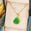 Collar de acero de titanio con cadena para clavícula femenina, imitación de calcedonia de hielo alta natural, Buda, accesorios de regalo de cumpleaños avanzados, venta al por mayor en vivo