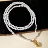 Colar Europeu e Americano de Moda com Pérolas de Imitação em Camadas, Colar Retrô Francês de Pérolas Grandes e Pequenas Estilo Barroco de Alta Qualidade para Mulheres