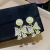 Brincos de Pérola Doce com Laço e Franja Estilo Coreano Leve Luxo Versátil de Alta Qualidade Exquisitos Brincos de Tarraxa Brincos de Estilo Doce e Cool para Mulheres