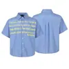 Yidao Vintage 2026 Verano Nuevo Retro Americano Camisa Rayada Hombres Mujeres Estampado de Letras Holgada Casual Manga Corta