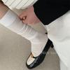 Calcetines Largos Grises para Mujer de Primavera y Otoño, Estilo Influencer, Selección de Blogueros, Calcetines de Tubo Alto, Calcetines Acanalados Holgados, Algodón