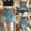 Mini saia jeans feminina de verão, cintura alta, saia evasê que afina a silhueta, saia bodycon versátil, saia jeans da moda