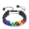 Pulsera Bohemia de Doble Capa de Piedra Natural Colorida de 6 mm para Mujer Pulsera de Árbol de la Vida con Cuentas de Piedra Natural Cristal Ónix