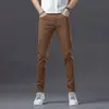 Jeans Cropped de Alta Gama para Hombre de Hong Kong, Nuevo Estilo Otoño, Negro Puro, Corte Delgado, Pierna Recta, Pantalones Casuales Elásticos de Moda para Hombre
