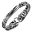 Pulsera de Acero de Titanio Vintage Serpiente Hombres Signo del Zodiaco Serpiente Pulsera de Aro Doble Cabeza de Serpiente Hip-Hop Joyería Estilo Retro Venta al por Mayor para Mujeres