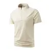 98936 Camisa Polo Verano Talla Grande Camiseta de Seda Helada Manga Corta Elástica Resistente a las Arrugas Talla Extra Casual Cuello Alto Sin Costuras Media