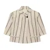 2026 Nuevo Estilo Europeo y Americano de Comercio Exterior Blazer Corto a Rayas con Temperamento Elegante + Traje de Pantalones Plisados a Rayas