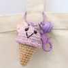 Pingentes de Boneca Crochê Feitos à Mão, Enfeites de Sorvete Crochê com Lã, Pingentes de Chaveiro Tricotados, Acessórios para Bolsa
