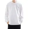 Camiseta de algodón de moda para primavera y otoño, camiseta de manga larga de color liso simple para hombre, camiseta interior, top casual versátil, mismo estilo para hombres y mujeres