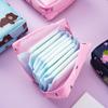 Bolsa de almacenamiento de toallas sanitarias con dibujos animados, gruesa, de viaje, de algodón, con forma de luna