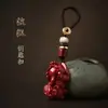 Colgante Pixiu de Cinabrio Natural de Tres Taeles para Hombres y Mujeres en su Año Zodiacal, Collar Portátil, Llavero, Colgante para Teléfono, Joyería