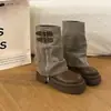 Botas de Motocicleta Martin para Mujer de Suela Gruesa Versátiles de Nicho Celebridad de Internet Retro 2026 Otoño Cremallera Lateral Punta Redonda que Aumentan la Altura