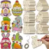 Fatias de Madeira Brancas Sem Acabamento Pingente de Coelho da Páscoa Brinquedo de Grafite DIY para Crianças Decoração Artesanato