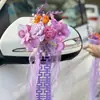 Decoración de Coche de Boda, Serpentinas para Flota, Decoraciones para Espejo Retrovisor de Coche de Fiesta de Boda, Cintas de Flores Simuladas para Coche, Colección de Artículos para Boda