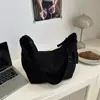 Clase de Estudiante de Arte Hombro Único Harajuku Japonés Gran Capacidad 2025 Color Sólido Lona Simple Cruzado Bolso Dumpling para Mujer
