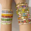Yongge Jewelry Pulsera de Esmalte Transfronteriza Europea y Americana para Mujer Moderna Colorida Geométrica Rayada de Puntos Filigrana con Borde Dorado Accesorio de Mano