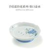 Tazón cubierto de pie alto con pequeña flor azul pintado a mano, taza de té, juego de té kung fu, tetera de cerámica, color bajo cubierta, taza para té de burbujas, tetera de mano antiquemaduras