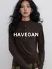 Com Camisa Base de Manga Longa HAVEGAN/Tencel Lã para Mulheres 2026 Nova Gola Henley Slim Fit Top Stretch