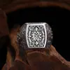 Anel quadrado de prata de lei 925 com flor de grama de rattan anel de dedo aberto joia de moda retrô de prata tailandesa personalizada