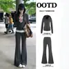 Conjunto deportivo de otoño para mujer, sudadera a rayas ajustada y pantalones casuales, atuendo nuevo estilo coreano 2026