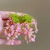 Pendientes de Borla de Flor de Tela del Jardín de Monet Temperamento Súper Hada Más Fáciles de Combinar Pendientes Moda de Nicho Pendientes de Alta Gama para Mujer